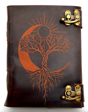Sun/Moon/Tree of Life Leather Embossed Journal